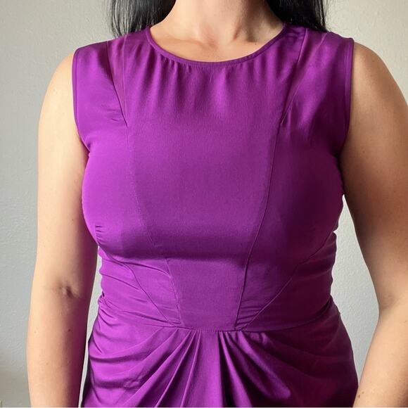 Magaschoni Purple Silk Sheath Dress Size 8 - Picture 2 of 8